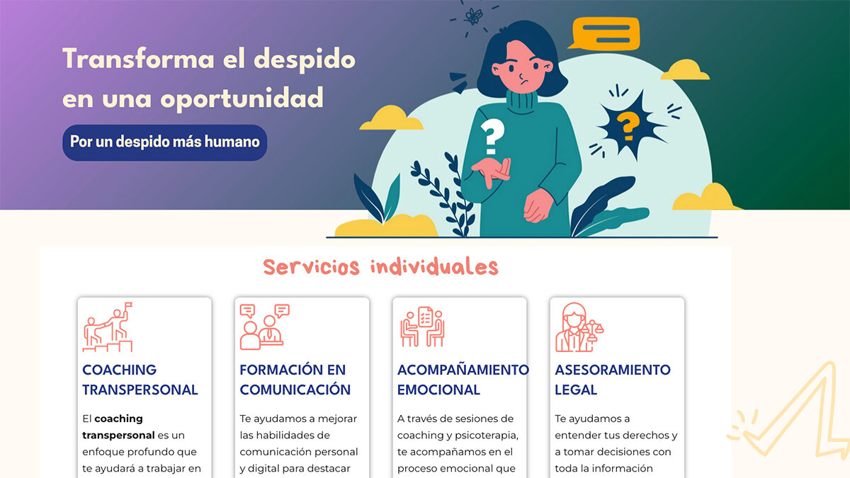 Webben erbjuder juridiskt och emotionellt stöd till dem som tappar sitt arbete och bildar mikropym för att göra det korrekt