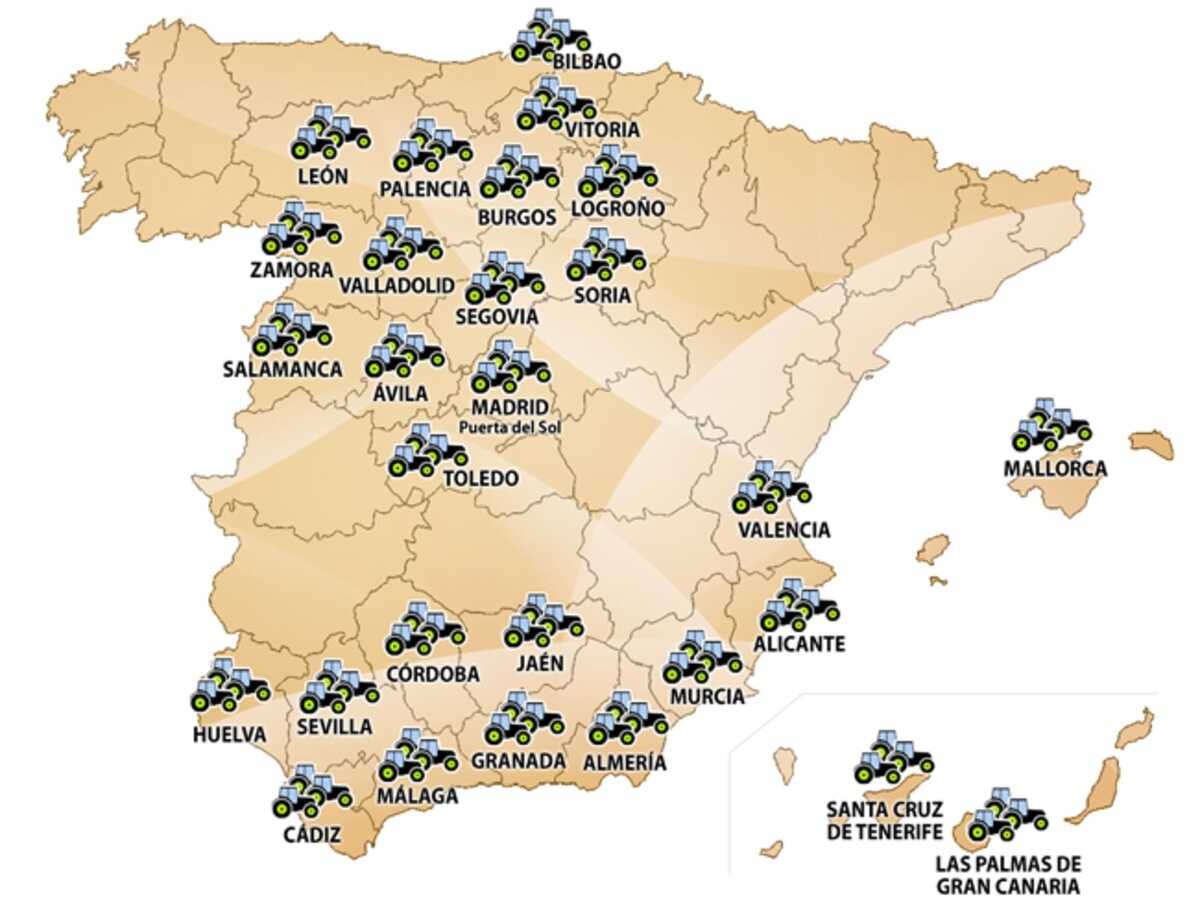 Det här är kartan över protesterna från de egenföretagare på landsbygden som planeras till den 29 januari